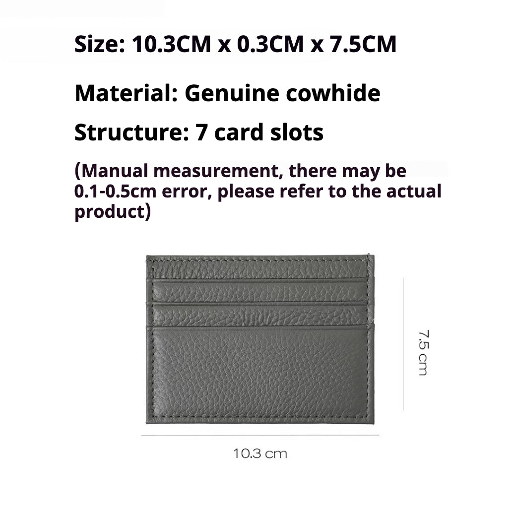 Full-Grain Leather Ultra-Thin Compact Card Case (Multi-Card Slots)