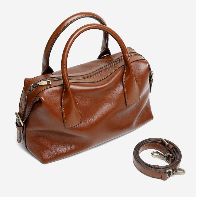 Pebbled Leather Convertible Satchel with Top Handles