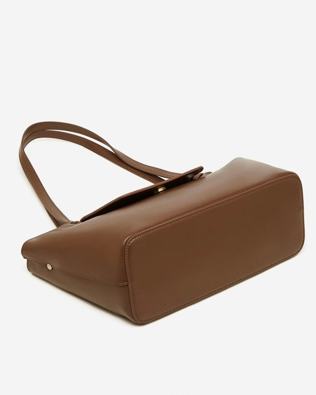 Women's Genuine Leather Flap Tote with Convertible Straps