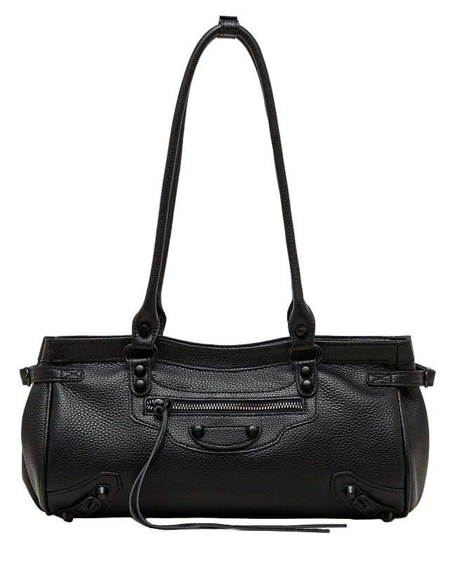 Women's Pebbled Leather Shoulder Bag with Slouchy Silhouette