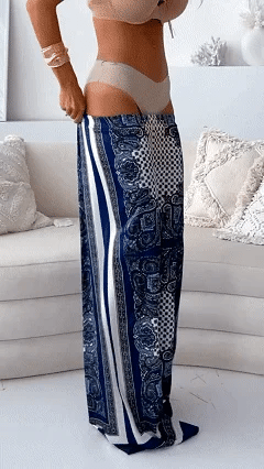 Stylish Printed Lace-Up Vest & Pants Two-Piece Set