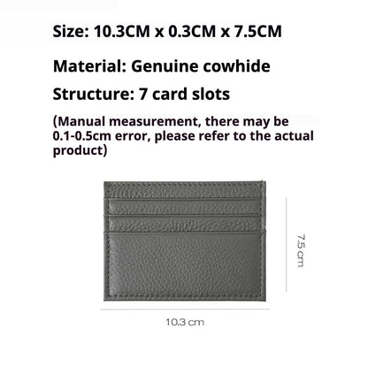 Full-Grain Leather Ultra-Thin Compact Card Case (Multi-Card Slots)