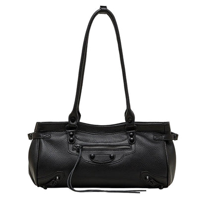 Women's Pebbled Leather Shoulder Bag with Slouchy Silhouette