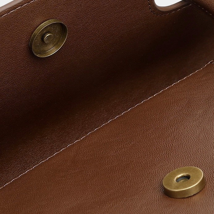 Women's Vintage Luxe Leather Bag with Buckle Accents