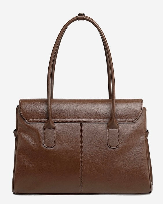 Women's Vintage Luxe Leather Bag with Buckle Accents