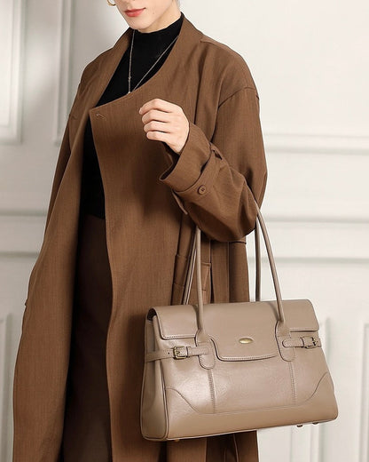 Women's Vintage Luxe Leather Bag with Buckle Accents
