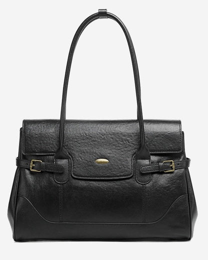 Women's Vintage Luxe Leather Bag with Buckle Accents