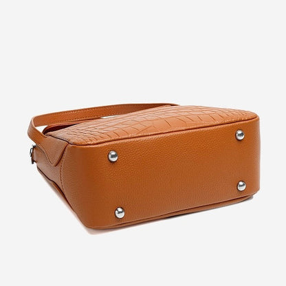 Women's Genuine Leather Croc-Embossed Crossbody Bag