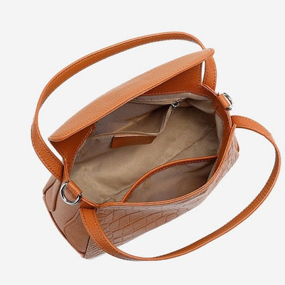 Women's Genuine Leather Croc-Embossed Crossbody Bag