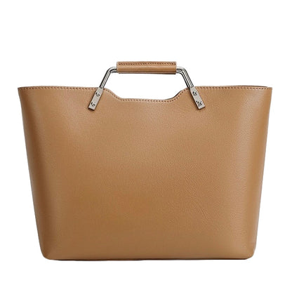 Genuine Leather Arch-Handle Minimalist Commuter Crossbody Bag