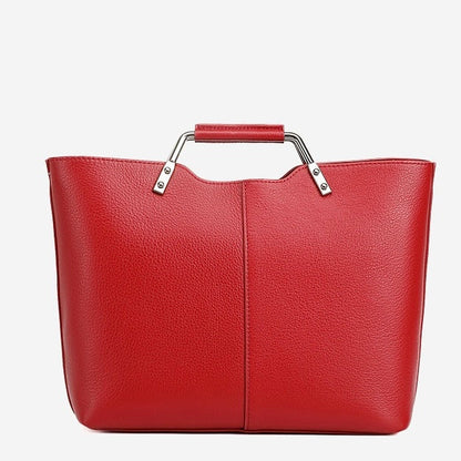 Genuine Leather Arch-Handle Minimalist Commuter Crossbody Bag