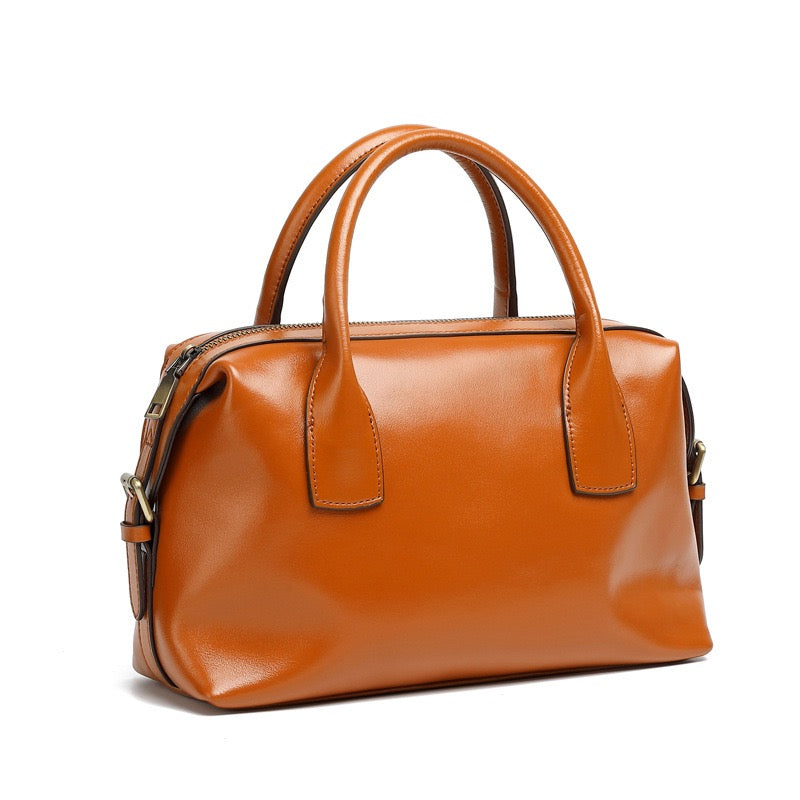 Pebbled Leather Convertible Satchel with Top Handles