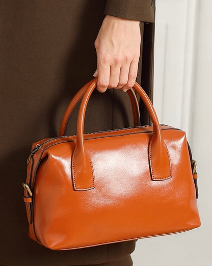 Pebbled Leather Convertible Satchel with Top Handles