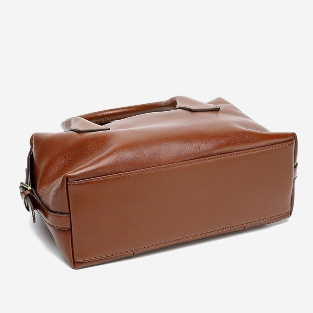 Pebbled Leather Convertible Satchel with Top Handles