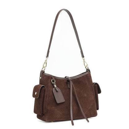 Retro Matte Genuine Cowhide Utility Shoulder Bag