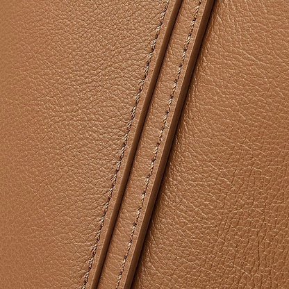 Women's Genuine Leather Handbag with Signature Ribbon Embellishment