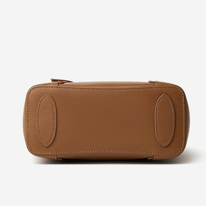 Women's Genuine Leather Handbag with Signature Ribbon Embellishment