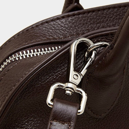 Grained Leather Dome Satchel with Dual Carry Options