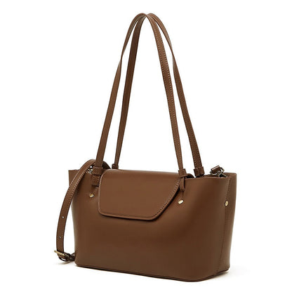 Women's Genuine Leather Flap Tote with Convertible Straps