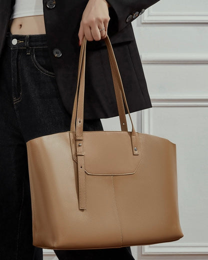 Women's Minimalist Genuine Leather Tote Bag