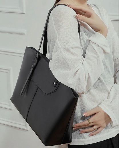 Women's Minimalist Genuine Leather Tote Bag