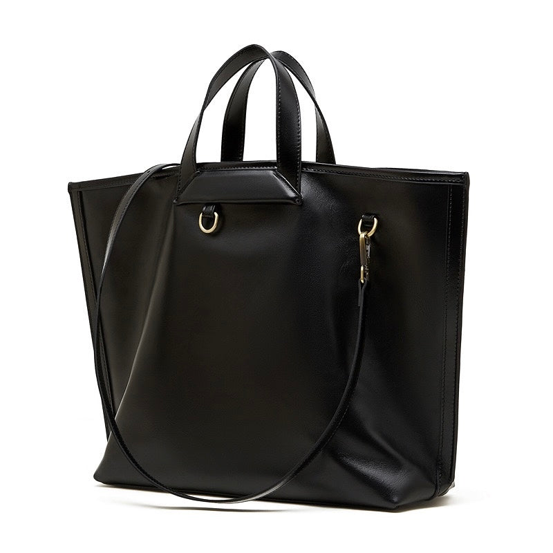 Women's Timeless Hazelnut Leather Tote with Metal Accents