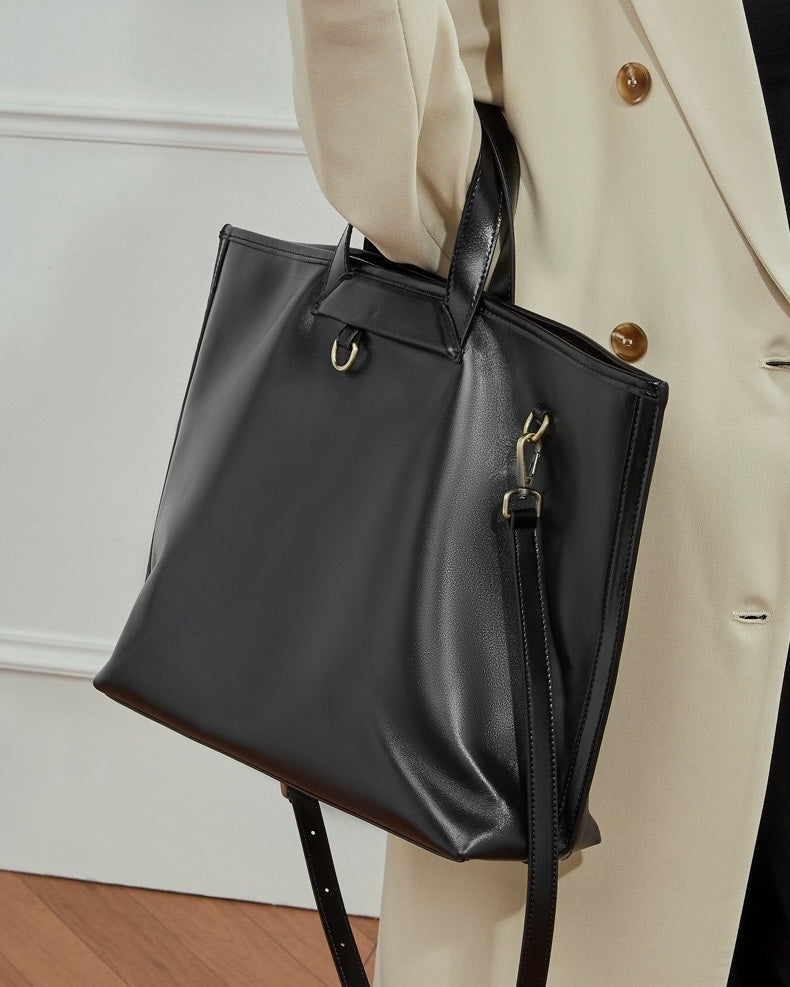 Women's Timeless Hazelnut Leather Tote with Metal Accents