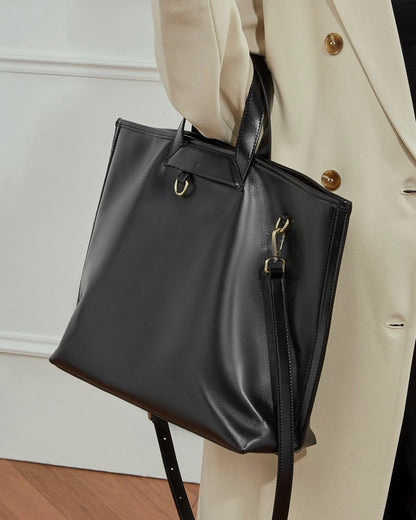 Women's Timeless Hazelnut Leather Tote with Metal Accents