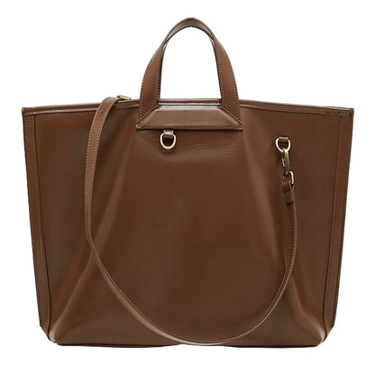 Women's Timeless Hazelnut Leather Tote with Metal Accents