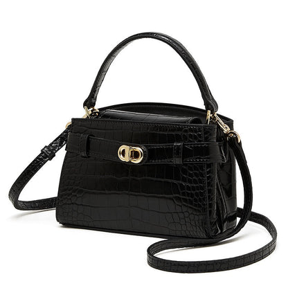 Croc-Embossed Leather Top-Handle Bag with Signature Gilded Hardware