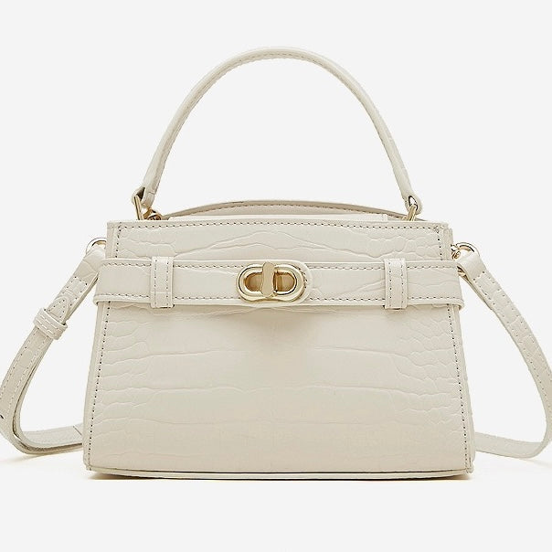 Croc-Embossed Leather Top-Handle Bag with Signature Gilded Hardware