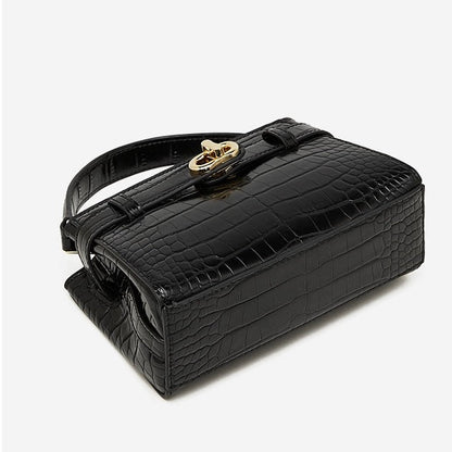 Croc-Embossed Leather Top-Handle Bag with Signature Gilded Hardware