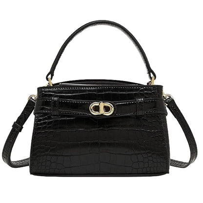 Croc-Embossed Leather Top-Handle Bag with Signature Gilded Hardware