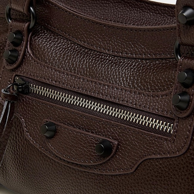 Women's Pebbled Leather Shoulder Bag with Slouchy Silhouette