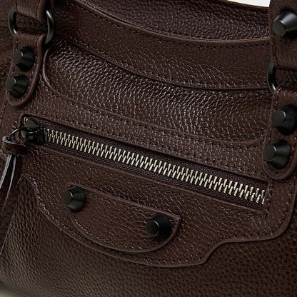 Women's Pebbled Leather Shoulder Bag with Slouchy Silhouette