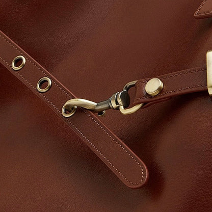 Genuine Leather Casual Tote – Large Capacity with Signature Lock Closure