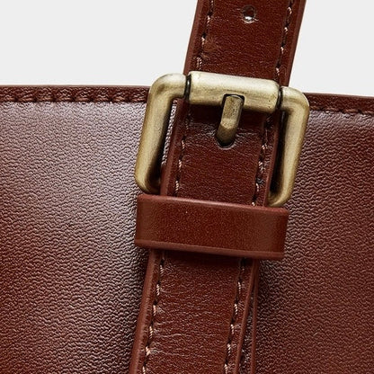Genuine Leather Casual Tote – Large Capacity with Signature Lock Closure