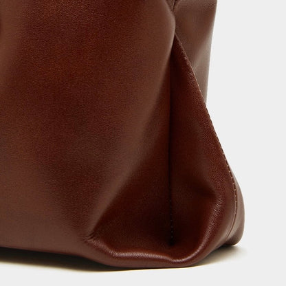 Genuine Leather Casual Tote – Large Capacity with Signature Lock Closure