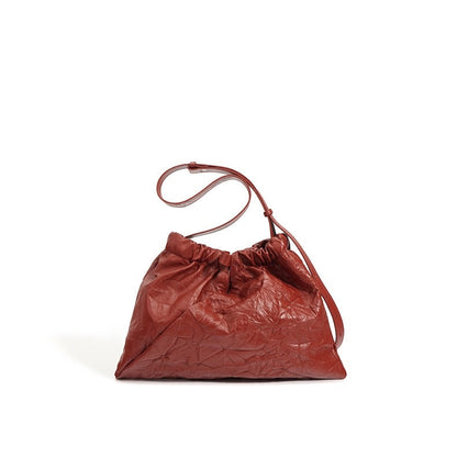 Women’s Genuine Leather Lazy Style Drawstring Crossbody Bag
