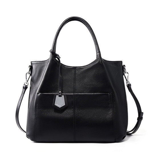 Women’s Genuine Leather Large Capacity Tote Shoulder Bag – Elegant Commuter Style