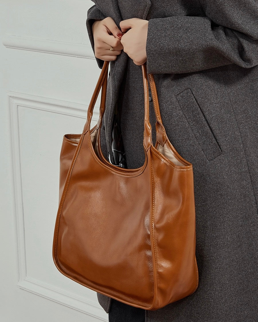 Women's Vintage Espresso Genuine Leather Tote Bag