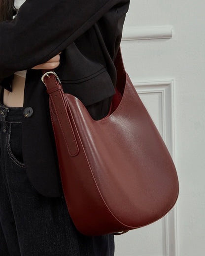 Sleek Minimalist Women's Genuine Leather Shoulder Bag