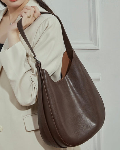 Sleek Minimalist Women's Genuine Leather Shoulder Bag