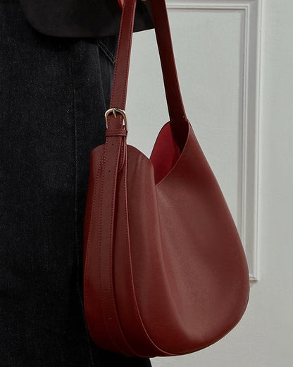 Sleek Minimalist Women's Genuine Leather Shoulder Bag