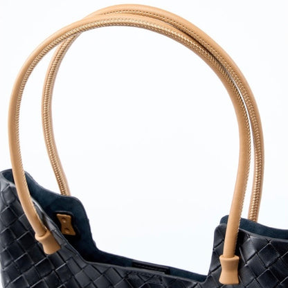 Women's Genuine Weaving Leather Minimalist Shoulder Tote Bag