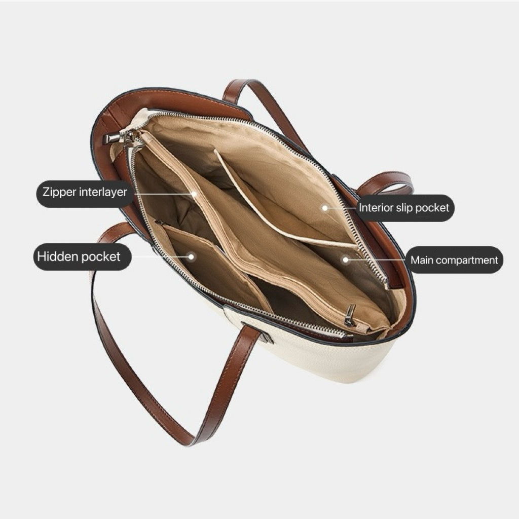 Women’s Genuine Leather Large Capacity Tote Shoulder Bag – Commuter Everyday Purse