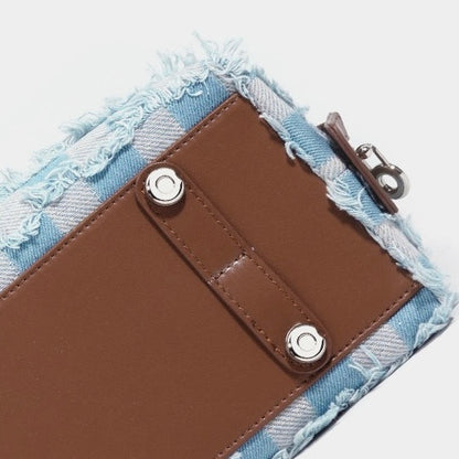 Women’s Genuine Leather Denim Patchwork Shoulder Bag – Vintage Artistic Style