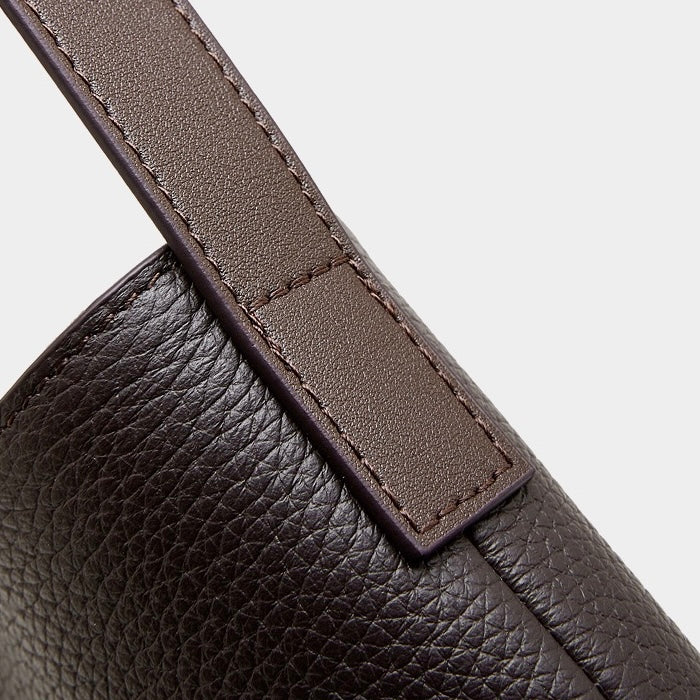 Women's Pebbled Leather Bucket Bag with Knot & Sphere Detail