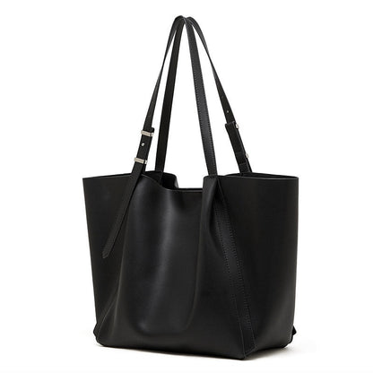 Minimalist Genuine Leather Tote – Women's Spacious Everyday Essential