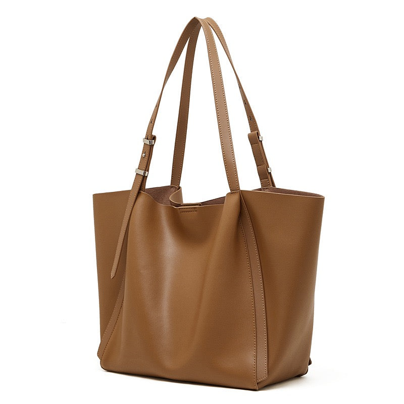 Minimalist Genuine Leather Tote – Women's Spacious Everyday Essential